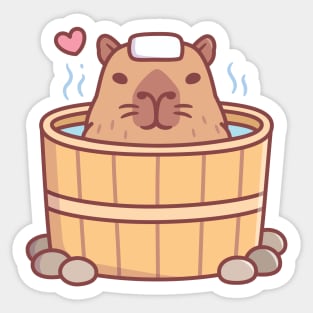 Cute Capybara Enjoys Soaking And Chilling In Hot Tub Sticker